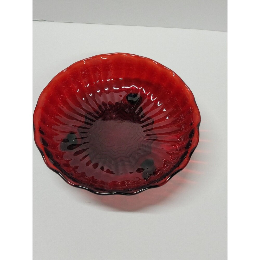 Deep Cranberry Glass 3 Footed Bowl.
